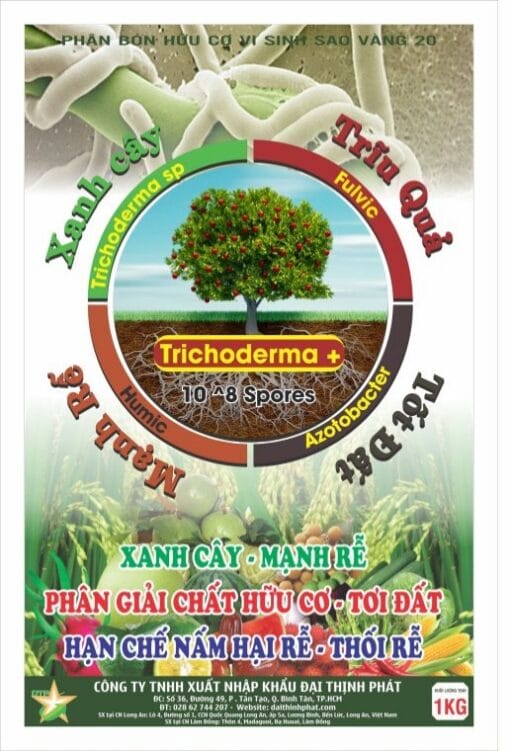 nấm đối kháng Trichoderma bổ sung humic , fulvic , azotobacter túi 1kg